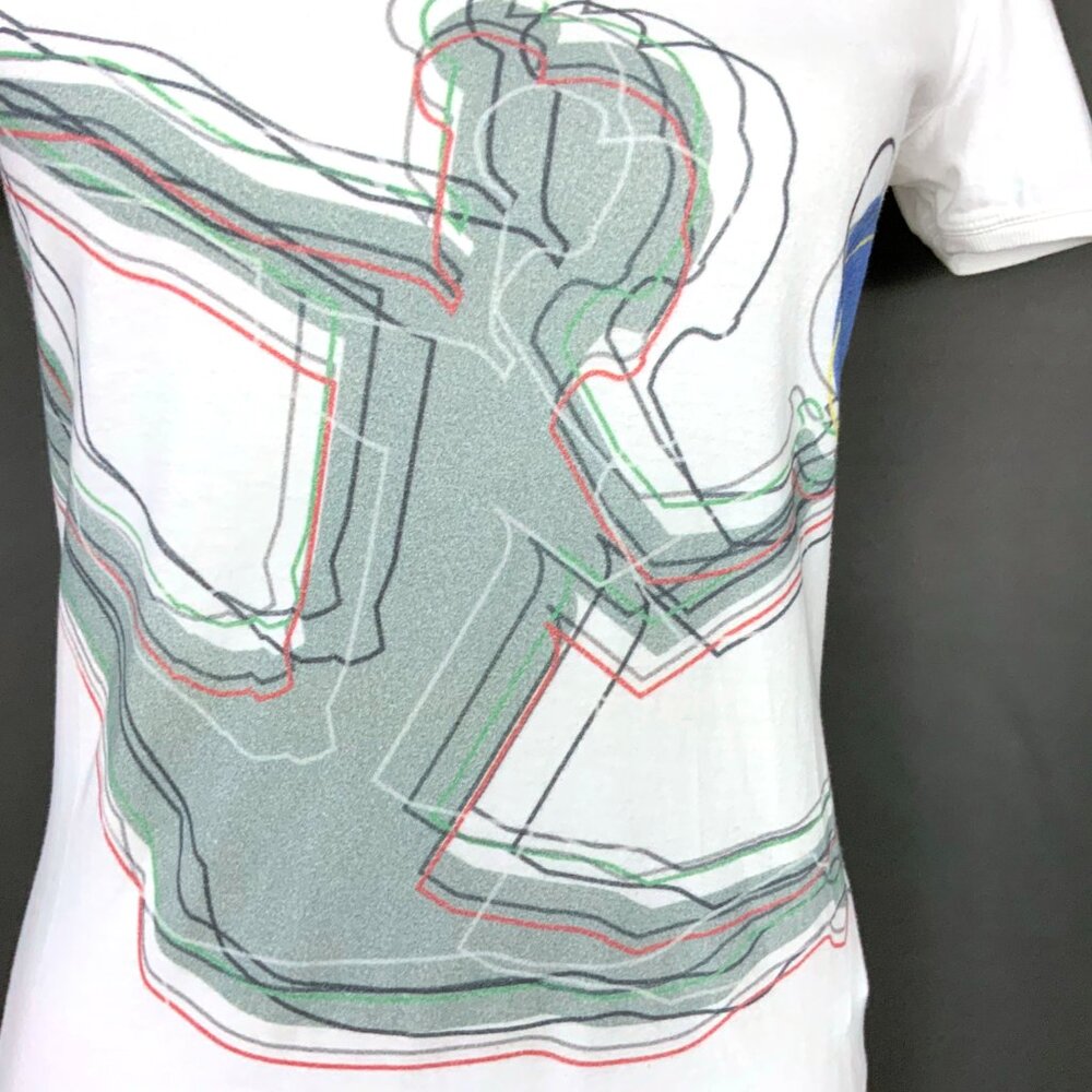 Armani Jeans White Cotton Graphic Short Sleeve Tee Sz M - Picture 7 of 16